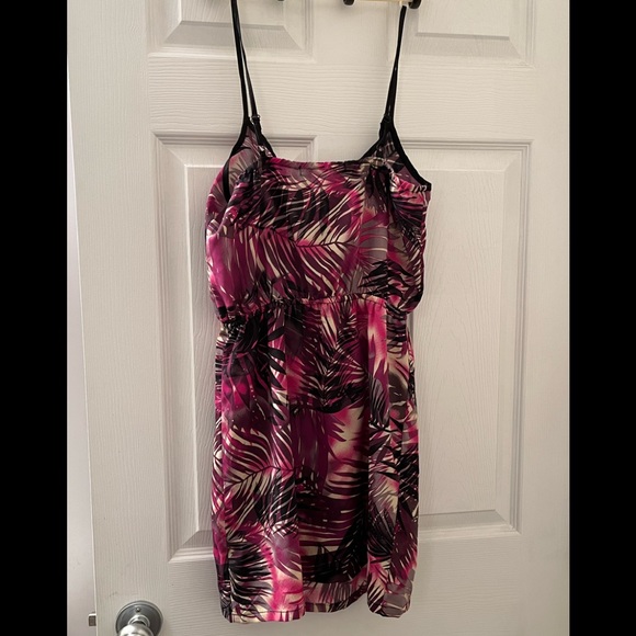 🌴 Forever 21 Tropical Foliage Print Tank Dress Sz Small EUC - Picture 3 of 11